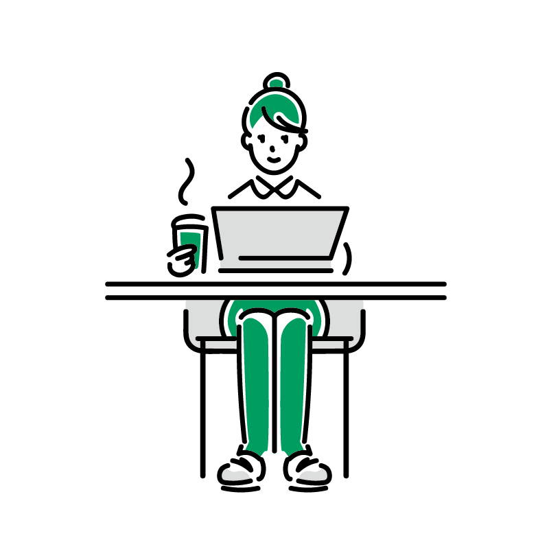 PCを見る女性イラスト